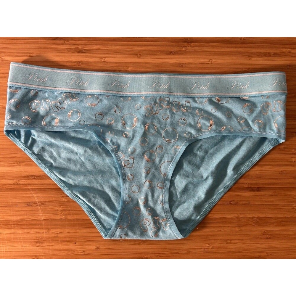 Victoria's Secret PINK Logo Hiphugger Blue With Foil Graphic NWT Sz M